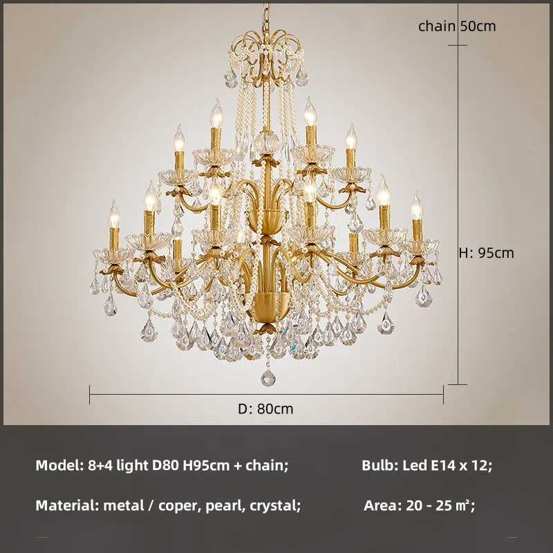 DecorBites™ Crystal Pendant Chandelier Foyer Light Luxury Candle Design Led Lamparas