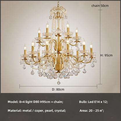 DecorBites™ Crystal Pendant Chandelier Foyer Light Luxury Candle Design Led Lamparas