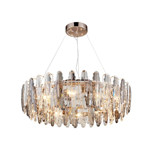 Lámpara de araña LED DecorBites™ con forma de hoja: Iluminación moderna para la decoración de salas de estar con escaleras giratorias en dúplex.