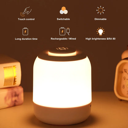 DecorBites™ LED Touch Night Light Baby Sleeping Lamp with 3-Color Dimming