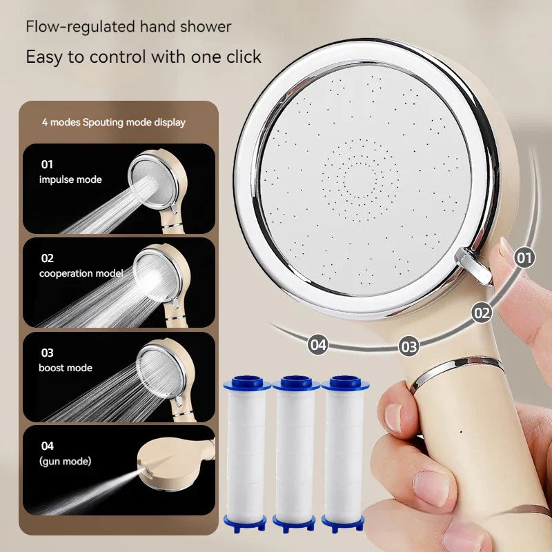 Ducha de mano filtrable a alta presión Decorbites™ para el ahorro de agua y lluvia de iones negativos