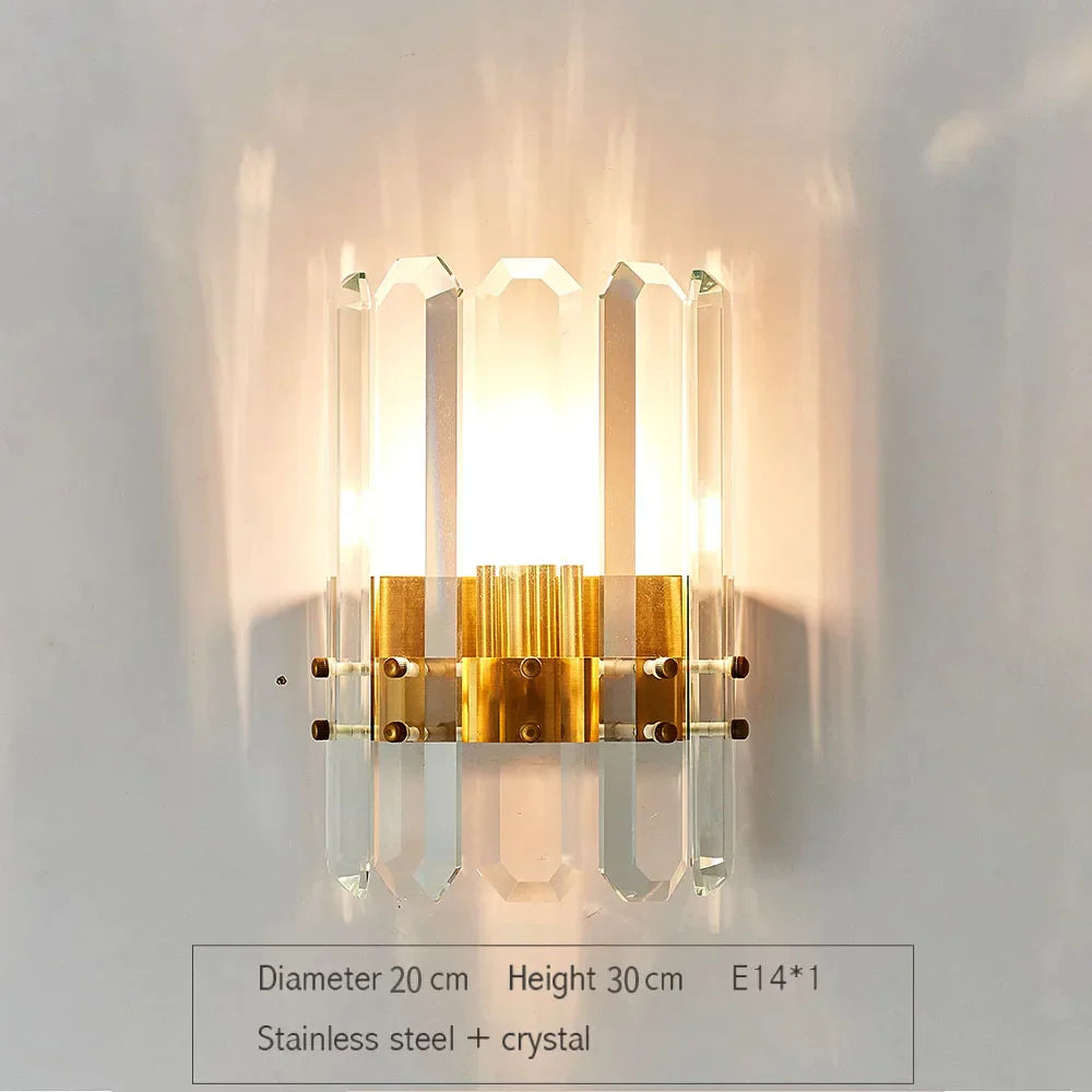 Luces de pared de cristal dorado Decorbites™: Aplique LED moderno para dormitorio, sala de estar y baño