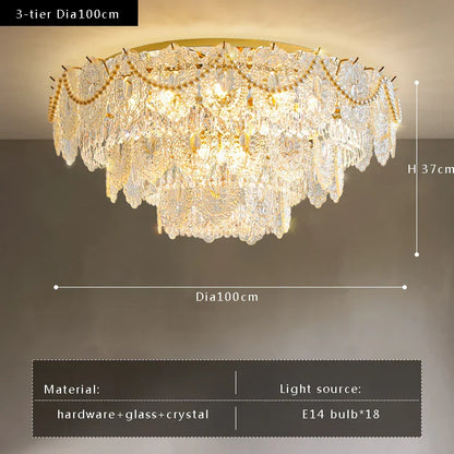 DecorBites™ Gold Pearl Pendant Chandelier - Living Room & Bedroom Decor