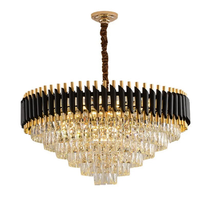 DecorBites™ Black Crystal Chandelier: Modern Luxury LED Lighting for Living Room, Bedroom