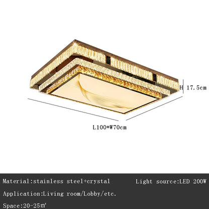 DecorBites™ Gold Ceiling Lamp | Modern Rectangle Crystal Bedroom Living Room Light