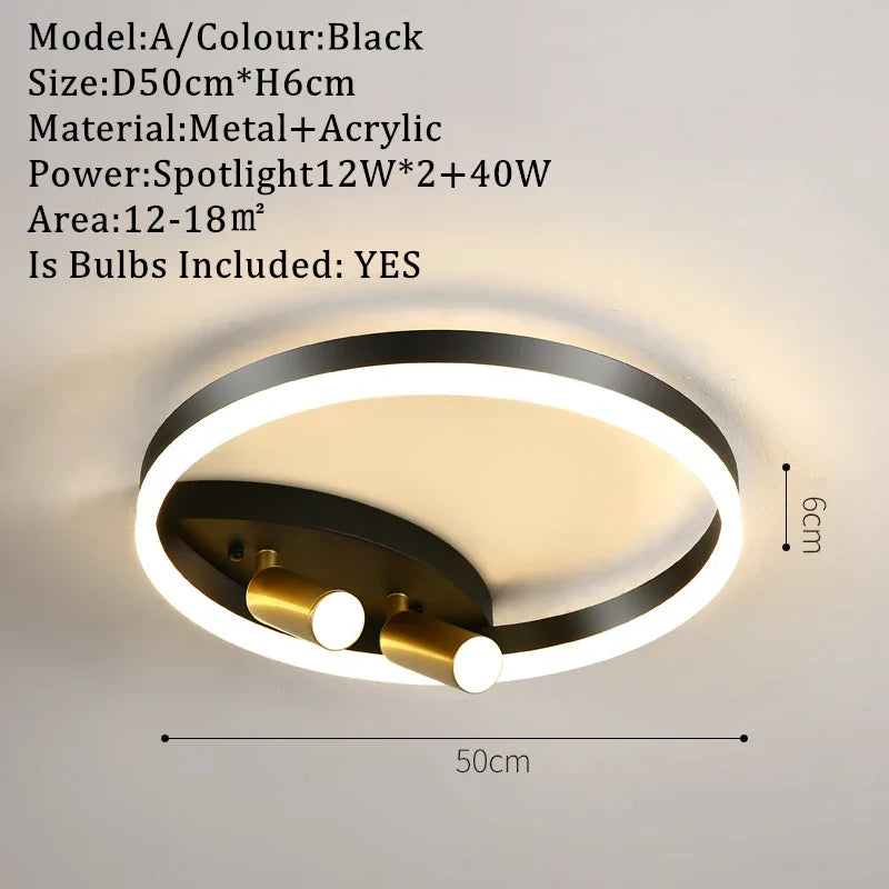 DecorBites™ Gold LED Ceiling Lights Remote Control Dimmable Living Room Kitchen Lighting