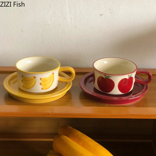 طقم أكواب قهوة من البورسلين بنقشة الفواكه من DecorBites™ لطاولة الطعام وشاي ما بعد الظهيرة