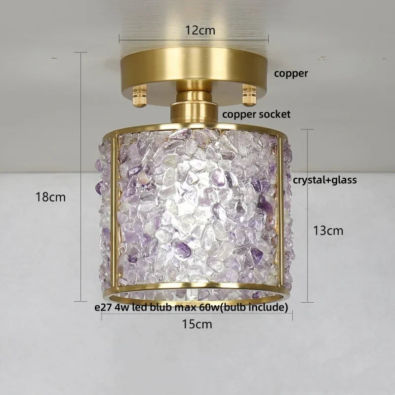 DecorBites™ Crystal Glass LED Ceiling Light Copper Canopy Nordic Modern Design