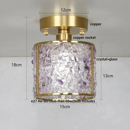 DecorBites™ Crystal Glass LED Ceiling Light Copper Canopy Nordic Modern Design