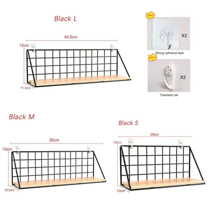 أرفف مثبتة على الحائط بدون حفر، رف خشبي معلق لغرفة المعيشة وغرفة النوم، سلة تخزين، منظم رفوف لتزيين الحائط