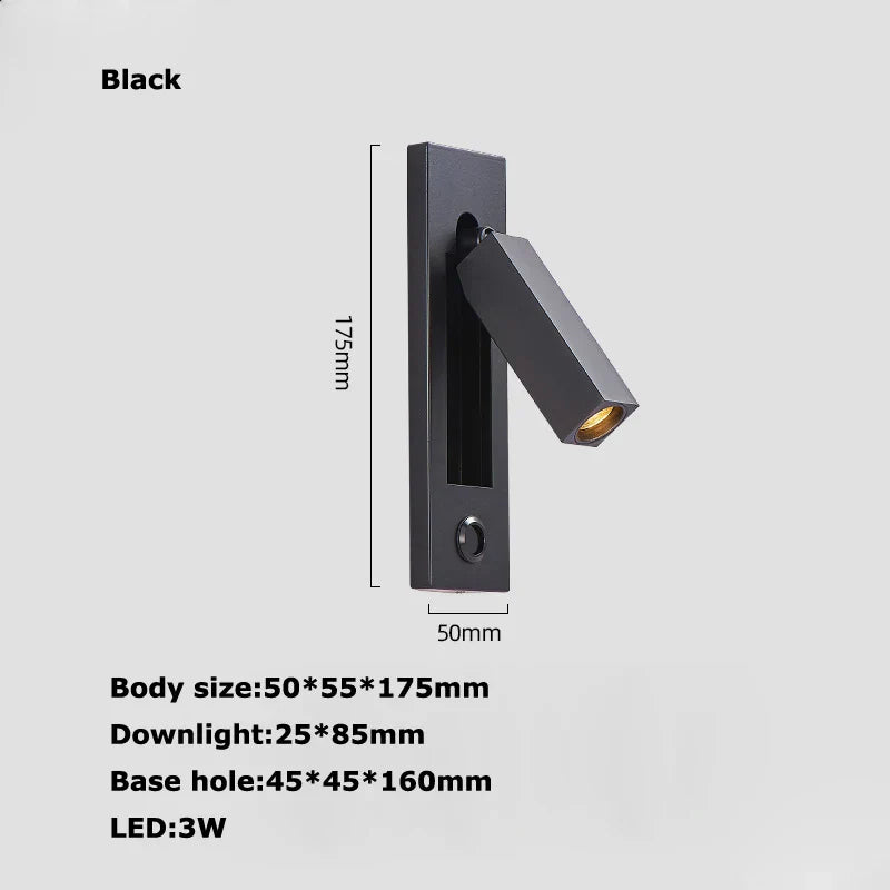 DecorBites™ LED Wall Lamp with Switch, USB Port, Rotatable - Bedroom Reading Light