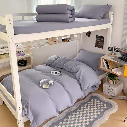 DecorBites™ Buttoned Washed Cotton Bedding Set: Soft & Breathable Quilt Cover for Home or Dorm