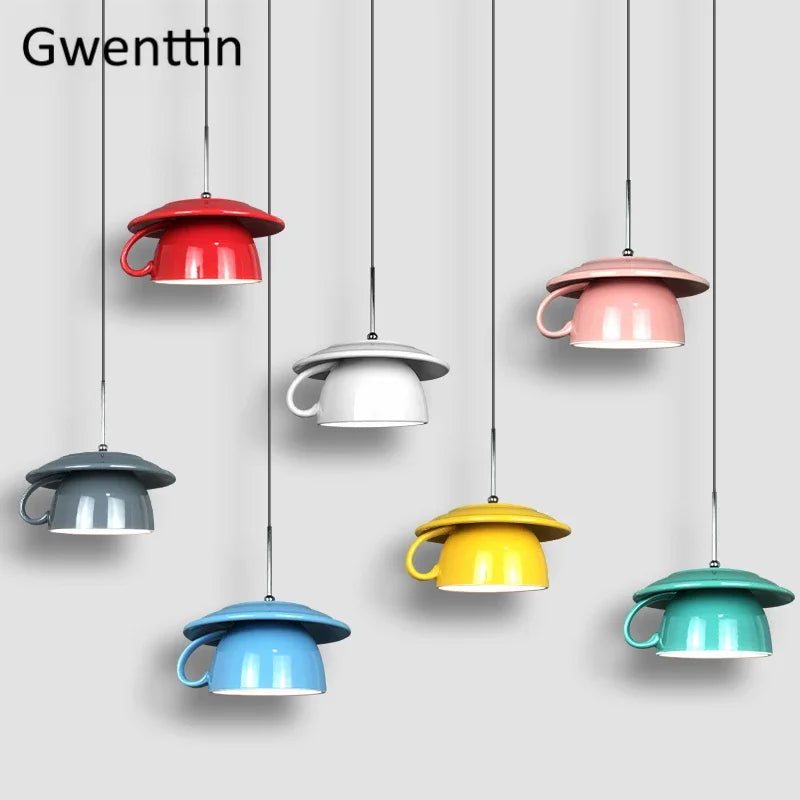 DecorBites™ Ceramic Cup Pendant Light: Stylish LED Hanging Lamp for Home Decor and Kitchen