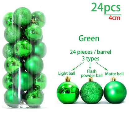 24/36pcs Christmas Balls Decoration Christmas Pine Tree Ornament Red Navy Blue Ball Ornament Xmas Hanging Tree Pendants Navidad