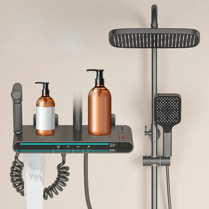 DecorBites™ Brass Shower Faucet Set with Intelligent Atmosphere Light and Pressurized System