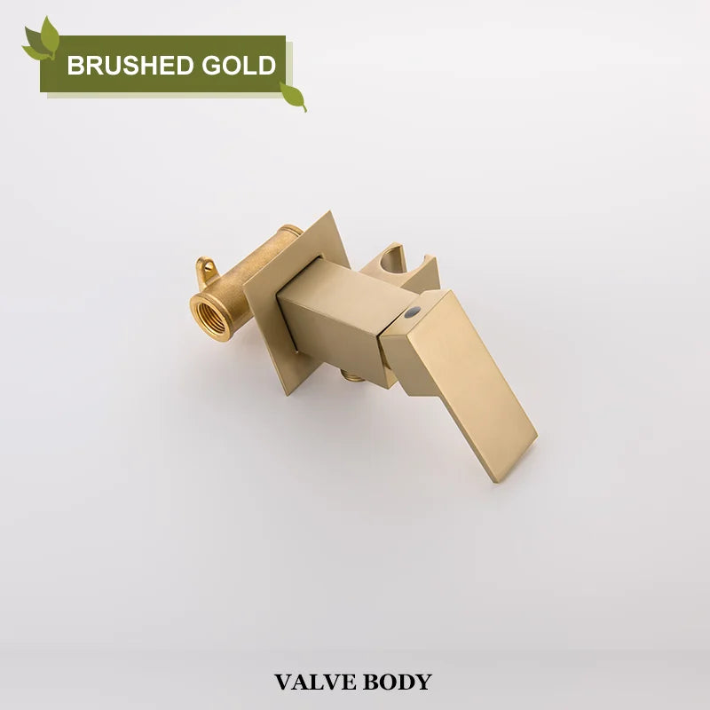 DecorBites™ Bidet Faucet Shower Mixer: Cold Hot Water Tap, Brass, Square Sprayer Head