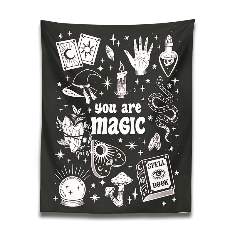 Decobites Magic Witchy Decor Tapestry: Tarot Snake Mushroom Aesthetic for Home & Living Room