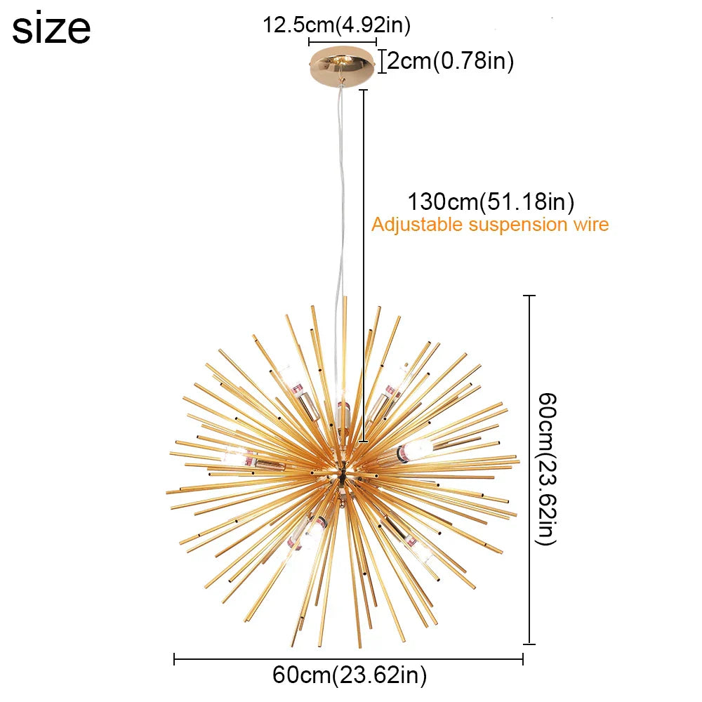 DecorBites™ Gold LED Chandelier Pendant Light for Modern Kitchen Island Living Room