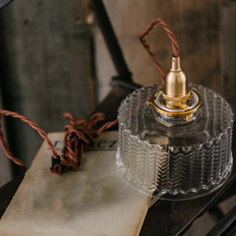 DecorBites™ Clear Glass LED Pendant Light Fixture with Copper Socket for Modern Home Decor