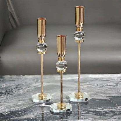 DecorBites™ Crystal Glass Candlestick Holder - Elegant Home Décor Accessory