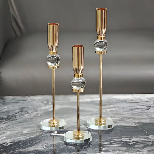 DecorBites™ Crystal Glass Candlestick Holder - Elegant Home Décor Accessory