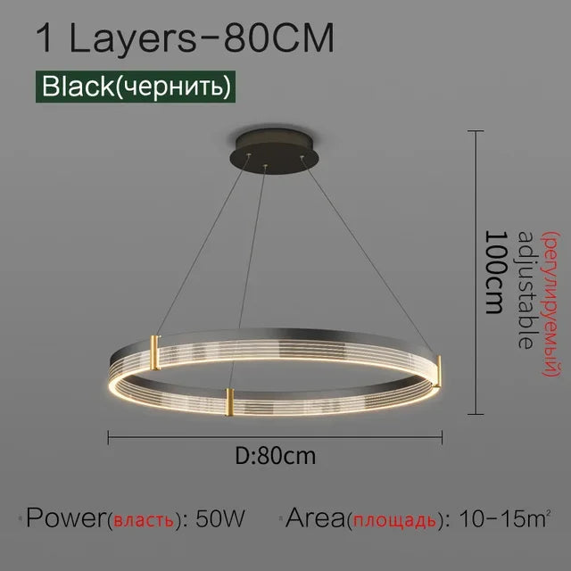 DecorBites™ Circle Chandelier Acrylic Shade, High-End Designer Hanging Lighting for Home and Restaurant