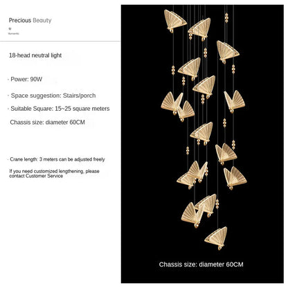 DecorBites™ Butterfly Pendant Lamps: Modern Luxury Lighting Fixtures for Staircase, Bedroom, and Aisle