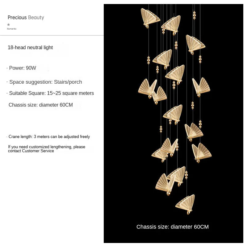 DecorBites™ Butterfly Pendant Lamps: Modern Luxury Staircase Bedroom Decor Fixtures
