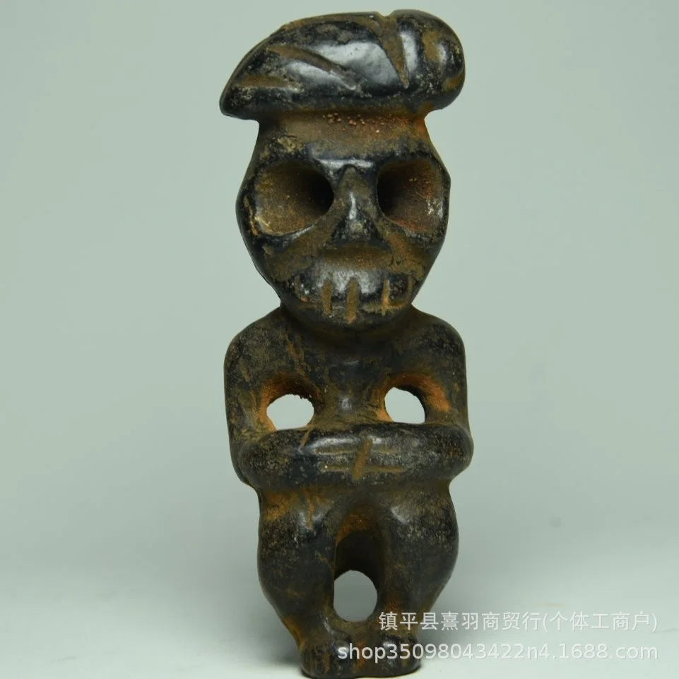 DecorBites™ Black Iron Meteorite Sun God Statue - Hongshan Culture Archaize Sculpture