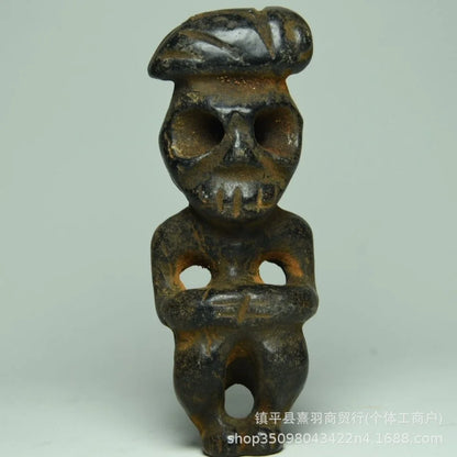 DecorBites™ Black Iron Meteorite Sun God Statue - Hongshan Culture Archaize Sculpture