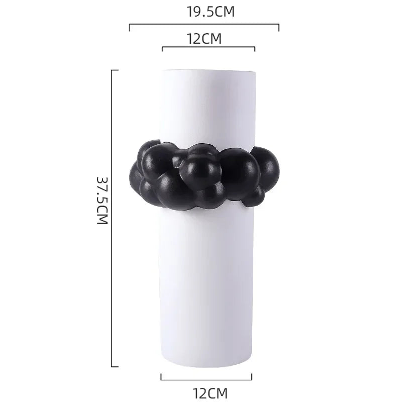 ديكور بايتس™ - مزهرية خزفية مجردة مرقعة، وعاء زهور فقاعية، ديكور منزلي