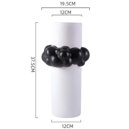 ديكور بايتس™ - مزهرية خزفية مجردة مرقعة، وعاء زهور فقاعية، ديكور منزلي