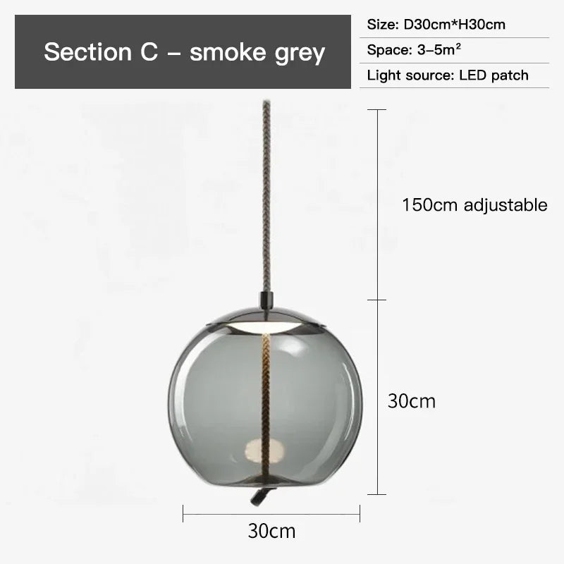 DecorBites™ BROKIS Knot Glass Pendant Chandelier Luminaria Deco Bedside Lamp