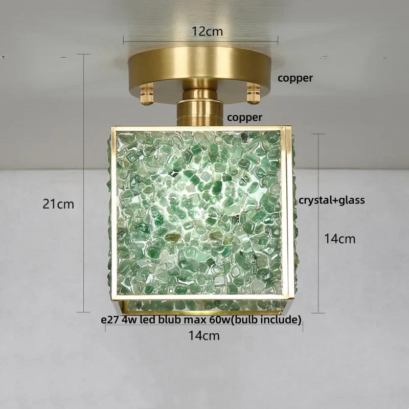 DecorBites™ Crystal Glass LED Ceiling Light Copper Canopy Nordic Modern Design