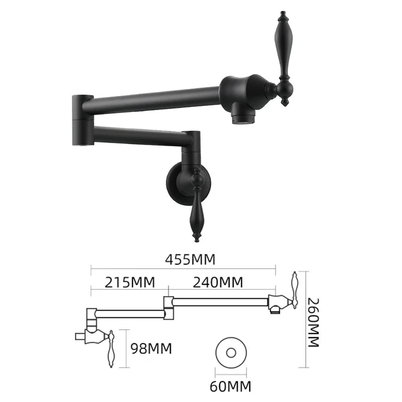 DecorBites™ Brass Double Joint Telescopic Kitchen Faucet, Double Handle Sink Faucet