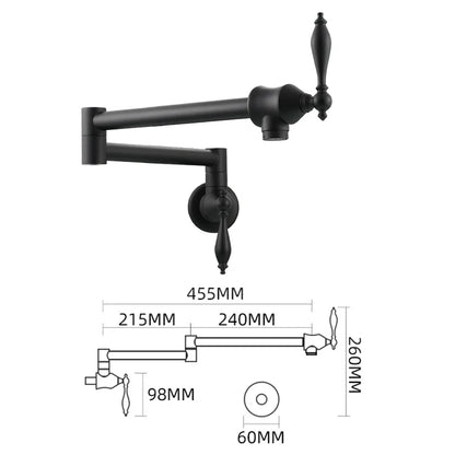 DecorBites™ Brass Double Joint Telescopic Kitchen Faucet, Double Handle Sink Faucet