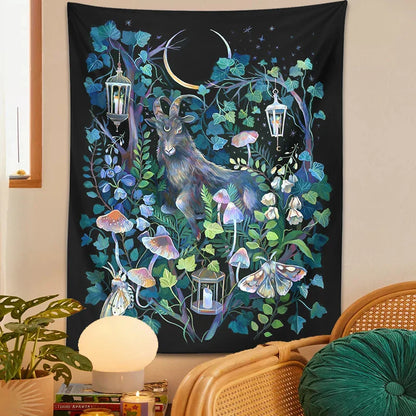 Decobites Moon Moth Garden Tapestry: Trippy Witchcraft Decor for Home, Dorm