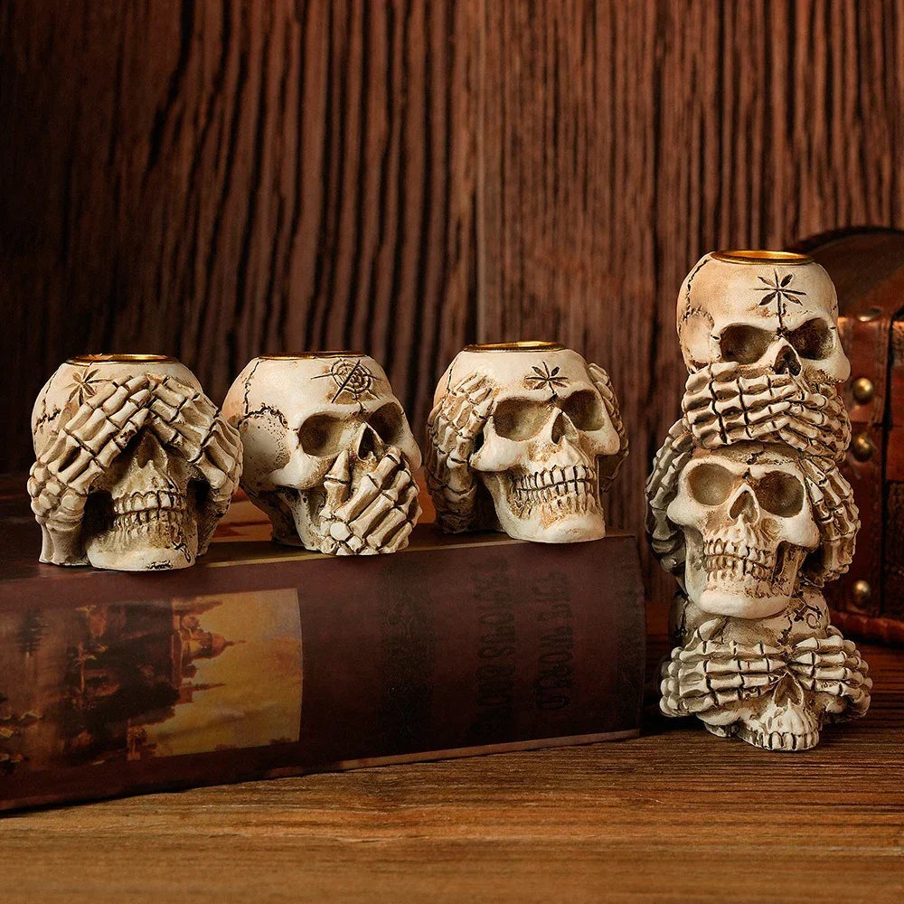 Portavelas con forma de esqueleto de hueso DecorBites™ para decoración de Halloween