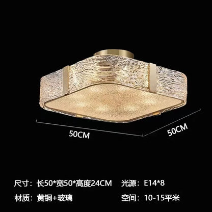 DecorBites™ Gold Glass Ceiling Chandelier LED Suspension Luminaire for Home Decor