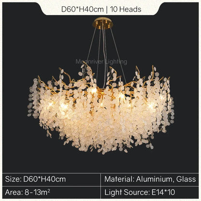 Lámpara de araña DecorBites™ con forma de rama de árbol dorada: Elegante lámpara colgante de estilo europeo para la decoración del hogar.