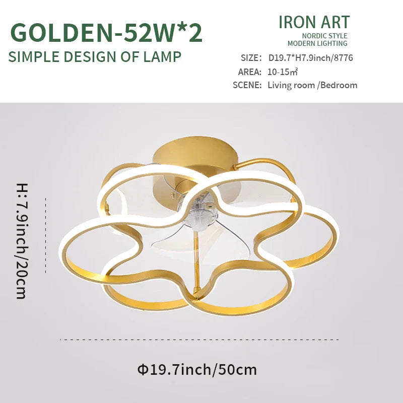 DecorBites™ LED Ceiling Fan with Remote Control, Modern Silent Lighting Fixture for Bedroom and Dining Room