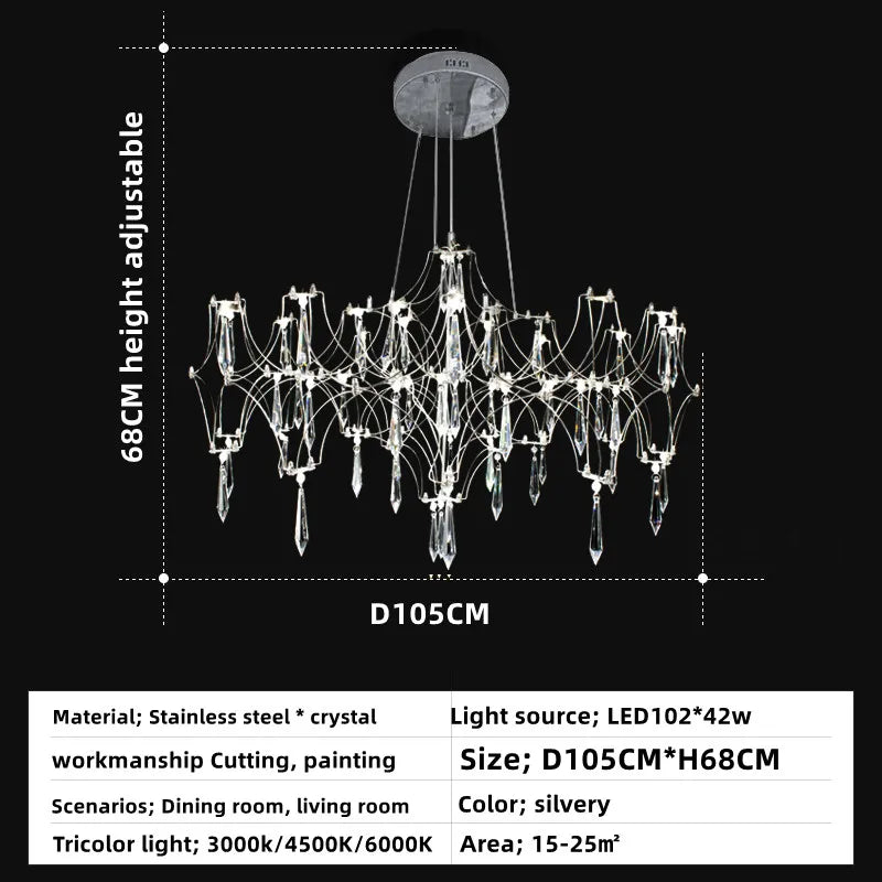 DecorBites™ Crystal Chandelier Ceiling Pendant Light for Living Dining Bedroom Home Lighting