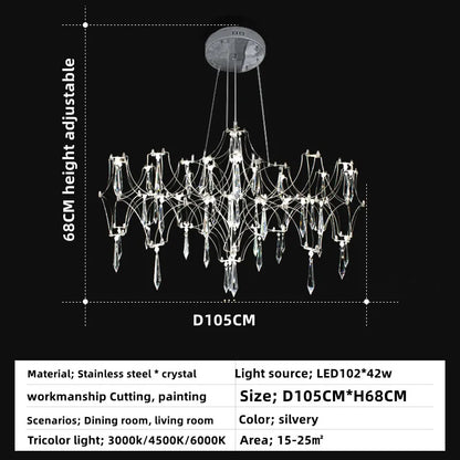 DecorBites™ Crystal Chandelier Ceiling Pendant Light for Living Dining Bedroom Home Lighting