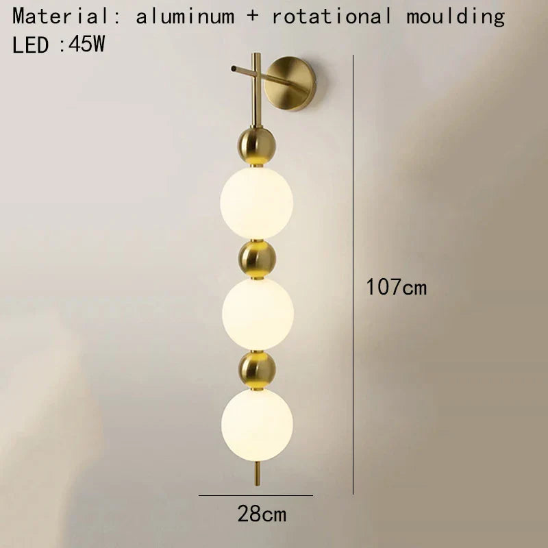 DecorBites™ LED Wall Sconce White Acrylic Ball Gold Metal Bedroom Lighting