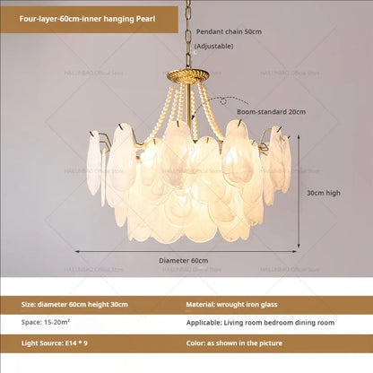 Lámpara de jardín tipo araña francesa DecorBites™ con cristal K9 | Diseño elegante de concha de perla