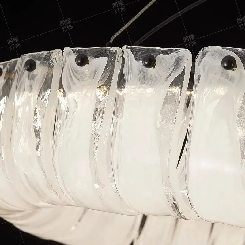 DecorBites™ Cloud Glass Chandelier: Luxury Minimalist Copper Light for One Character Restaurant