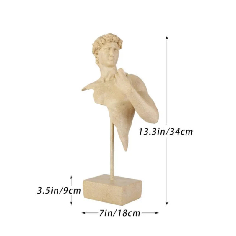 DecorBites™ David Bust Resin Sculpture | Abstract Nude Man Figurine for Room Decor