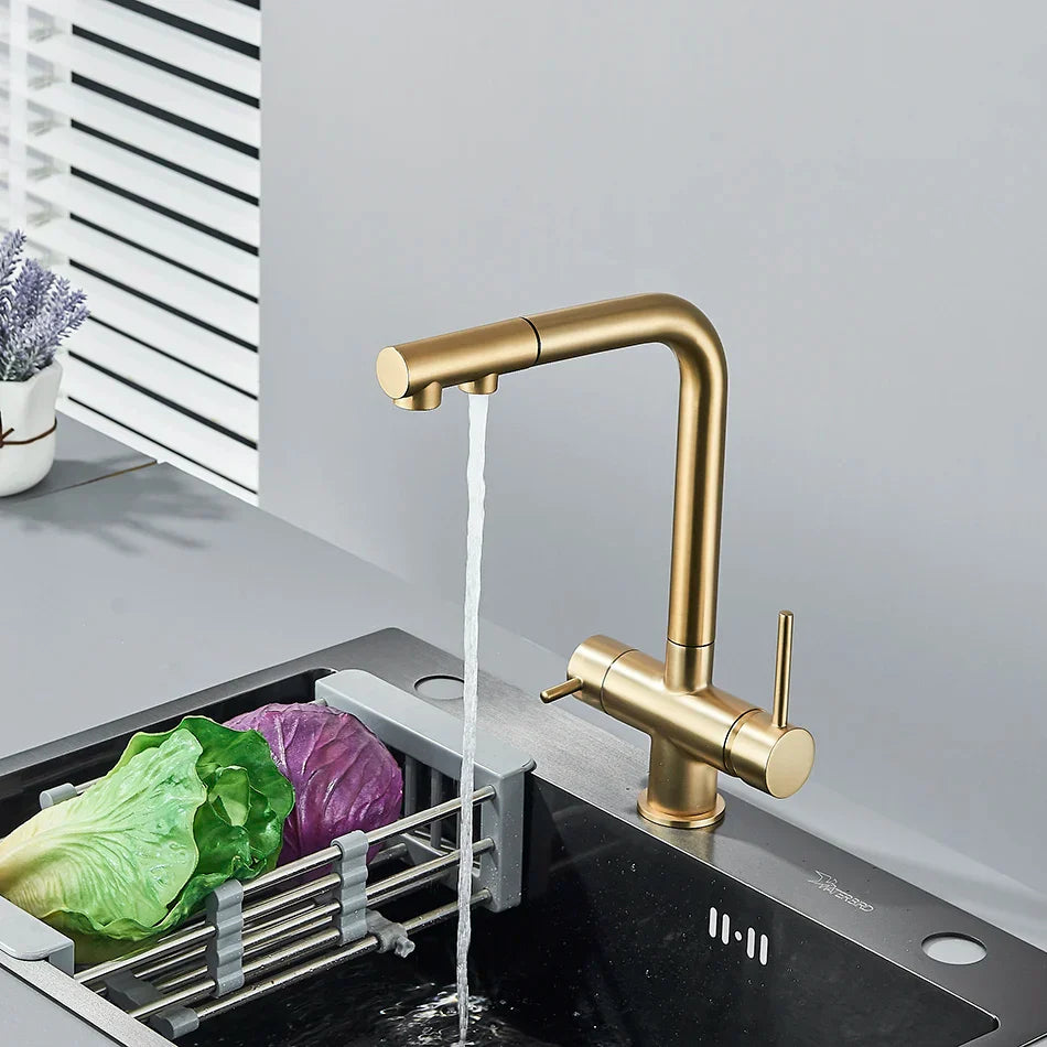 Decorbites™ Zweihand-Wasserfilter-Küchenarmatur mit 360°-Drehung & herausziehbarem Mischbatterie-Hahn