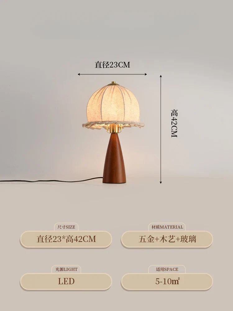 DecorBites™ Gold Lustre Wood Table Lamp LED - Luxe Retro Medieval Design