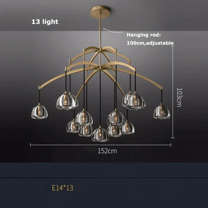 DecorBites™ Black Brass Retro Crystal Copper LED Ceiling Pendant for Home Lighting